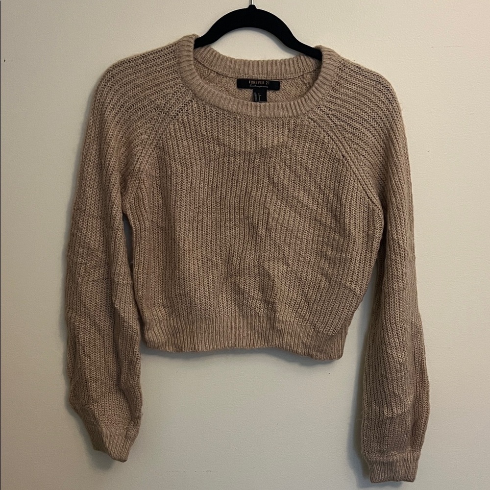 Forever 21 Tan Crew Neck Sweater